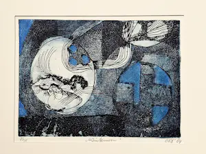 Kees Okx - in 1984, in zeer beperkte oplage (35) gemaakte kleuren Ets "Wintermoon" kopen? Bied vanaf 47!