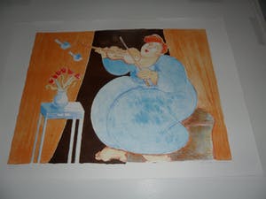 Ada Breedveld - Zeefdruk. Titel, "Violiste". kopen? Bied vanaf 50!