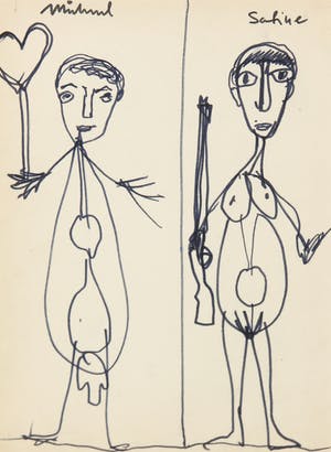 A.R. Penck - Bijzondere tekening in inkt en viltstift - Ingelijst (incl. boek!) kopen? Bied vanaf 1!