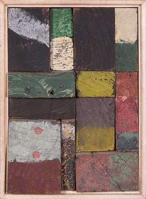 Christiaan Paul Damste - Collage van (beschilderd) hout, Wand - Ingelijst kopen? Bied vanaf 350!