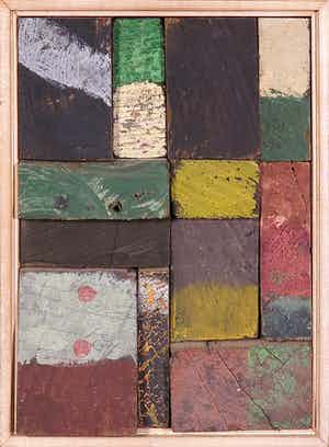 Christiaan Paul Damste - Collage van (beschilderd) hout, Wand - Ingelijst verkocht voor € 350!
