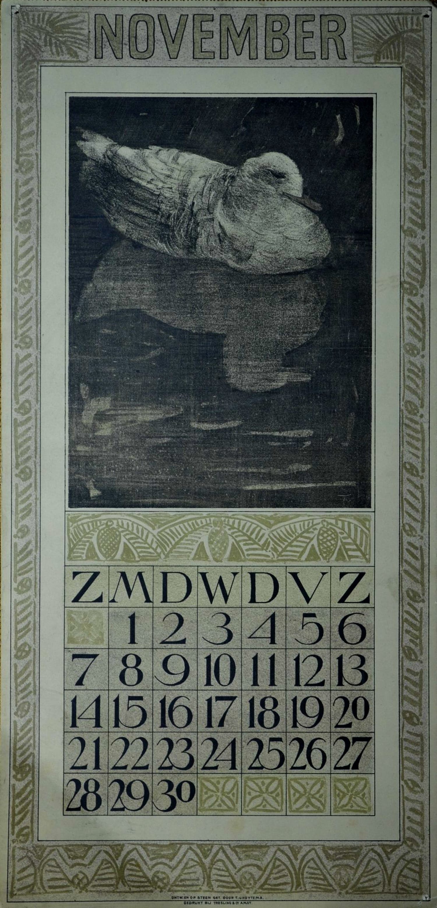 Theo van Hoytema - litho, kalenderplaat november verkocht voor € 15!