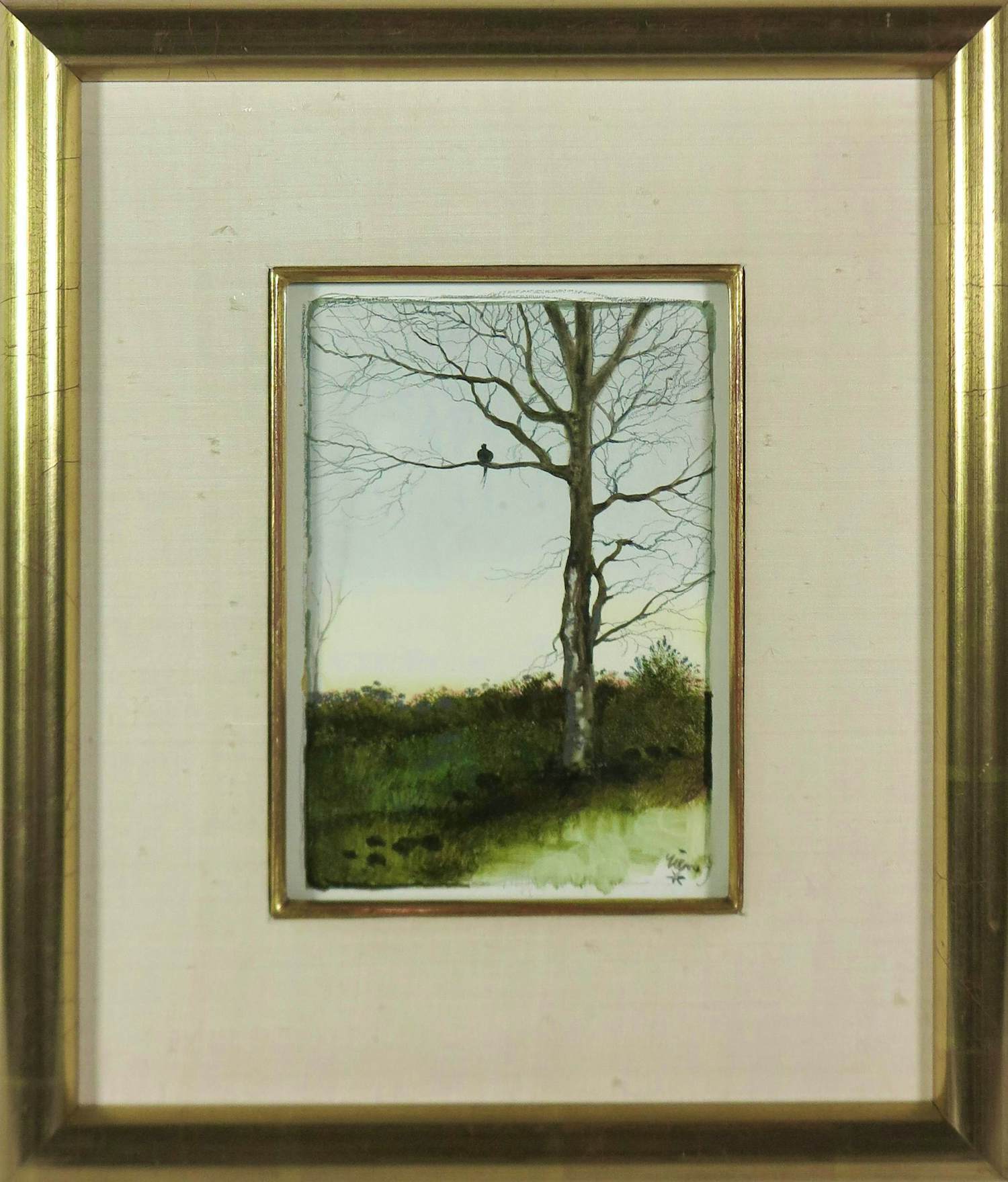 Rien Poortvliet - Gouache en potlood op papier, Boom met vogel - Ingelijst kopen? Bied vanaf 1000!