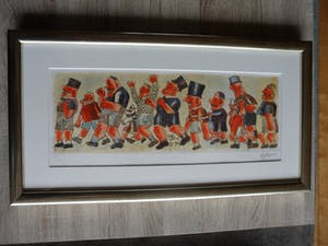 Franz Borghese - Aquatint ets, Titel, Raduno sportivo. kopen? Bied vanaf 175!