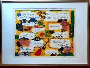 Corneille - " EXTASE " Grote zeefdruk met teksten door Simon Vinkenoog uit 1990 . kopen? Bied vanaf 325!