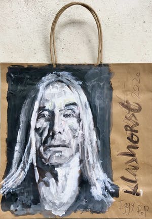Peter Klashorst - Iggy Pop - Schilderij op papieren zak kopen? Bied vanaf 1!