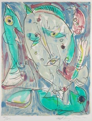 Carl-Henning Pedersen - Litho uit de Hans Christian Andersen Suite - Ingelijst kopen? Bied vanaf 200!