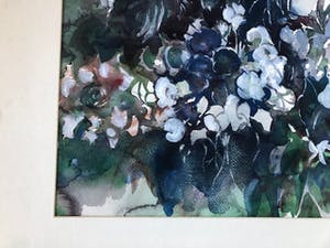 Betty van Beurden - Vrolijk bloemstilleven in hoofdzakelijk blauwe tinten kopen? Bied vanaf 40!