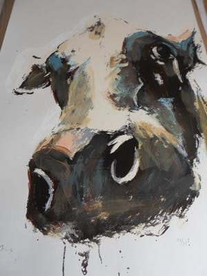 Theo Onnes - Zeefdruk. Titel. "Cow 2 ( Groot ) kopen? Bied vanaf 120!