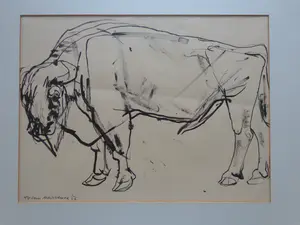 Alfons Van Meirvenne - BIZON / ORIGINEEL WERK / 63x48cm / KADER / SIG / 1956 kopen? Bied vanaf 35!