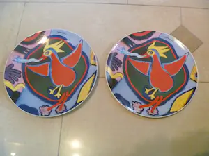Corneille - afgeprijsd : 2 grote schalen met afbeelding van de VuurVogel kopen? Bied vanaf 45!