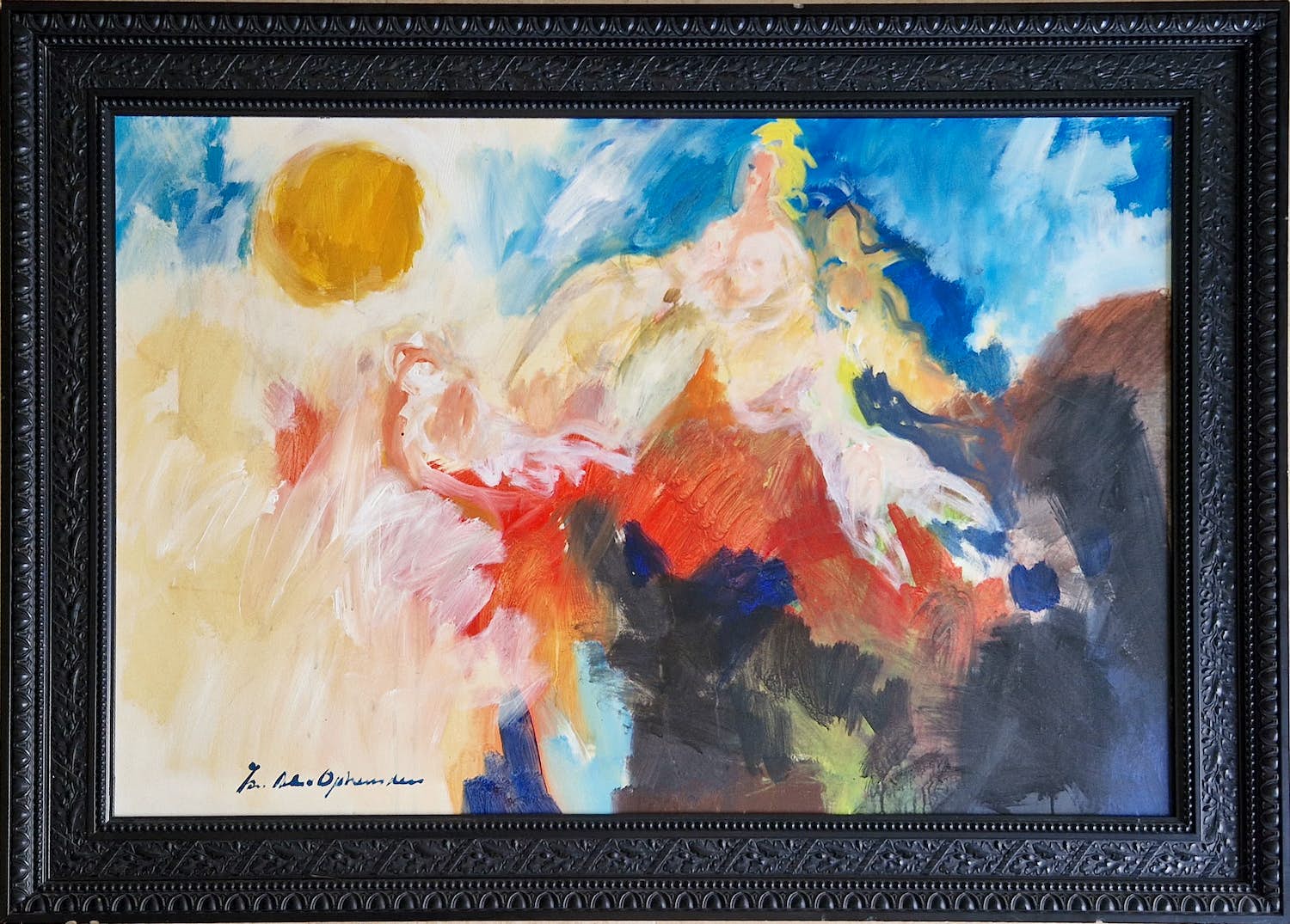 Jan Peter van Opheusden - Olieverf op doek 'Intocht van Venus' - ingelijst (zeer groot) verkocht voor € 695!