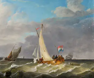 Johannes Christiaan Schotel - Aan de wind op woelig water kopen? Bied vanaf 7500!