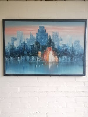 Niet of onleesbaar gesigneerd - New York Skyline (erg groot schilderij) kopen? Bied vanaf 1!