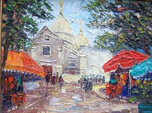 Niet of onleesbaar gesigneerd - Parijs Place du Tertre verkocht voor € 10!