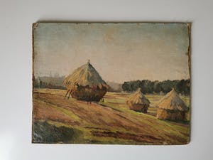 Johannes van der Kooij - Prachtige olieverf Hooistapels kopen? Bied vanaf 50!
