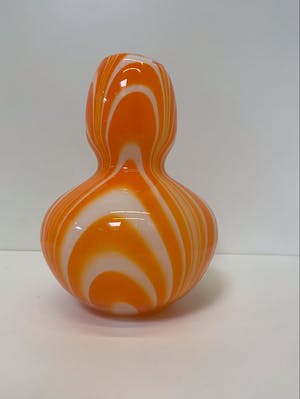 Carlo Moretti - Murano oranje witte vaas kopen? Bied vanaf 50!