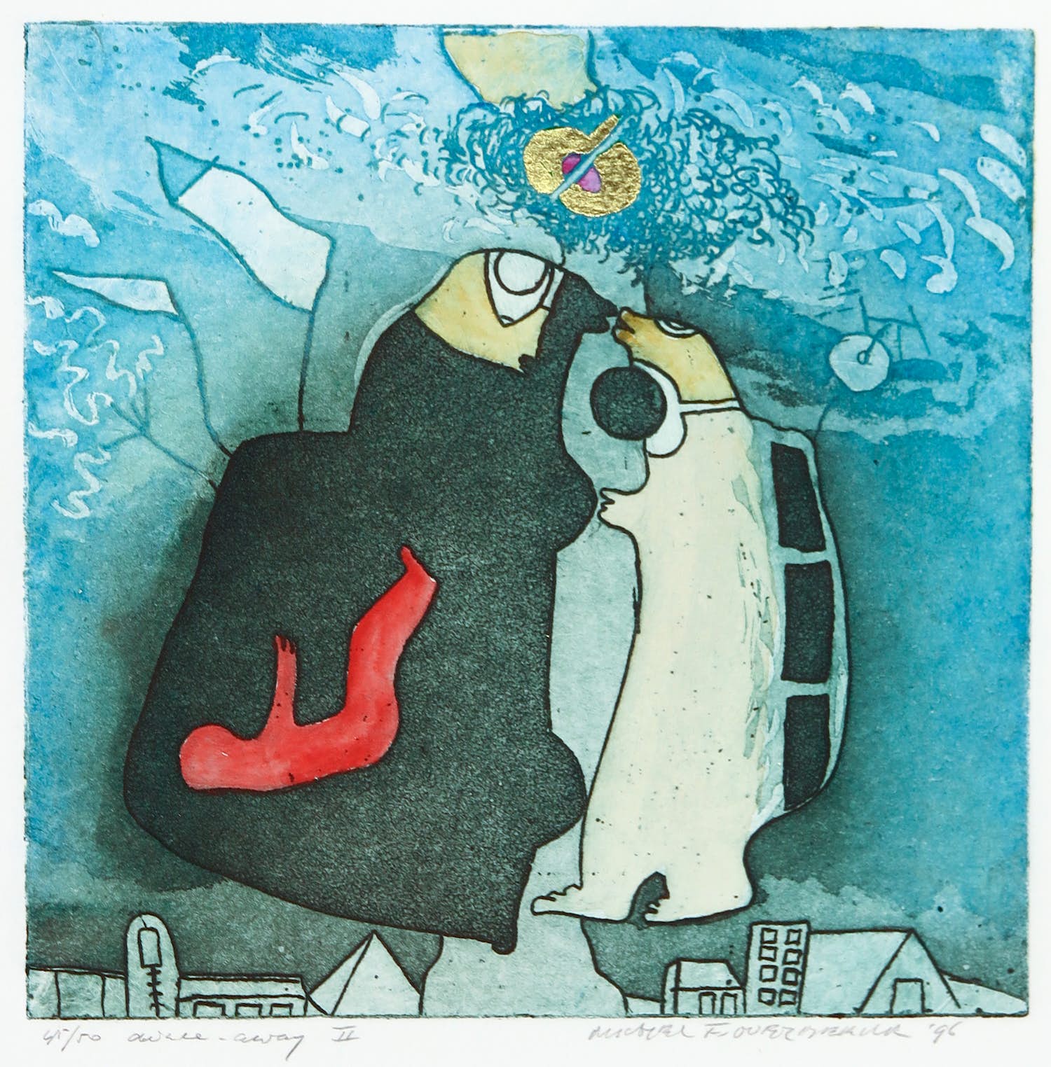 Michel van Overbeeke - Kleurenets met bladgoud, Aware away II kopen? Bied vanaf 1!