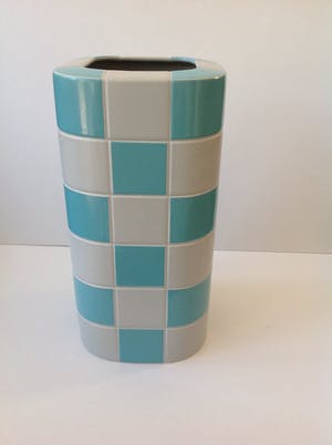 Rosenthal - Jan van der Vaart Grote Schaakbord Vaas turquoise/grijs porselein kopen? Bied vanaf 89!