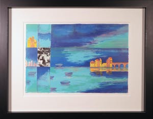 Marianne Aulman - Litho en collage, Zomer aan zee I - Ingelijst kopen? Bied vanaf 35!