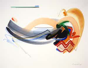 Peter van Drumpt - Aquarel, Zonder titel (Zeer Groot) verkocht voor € 40!