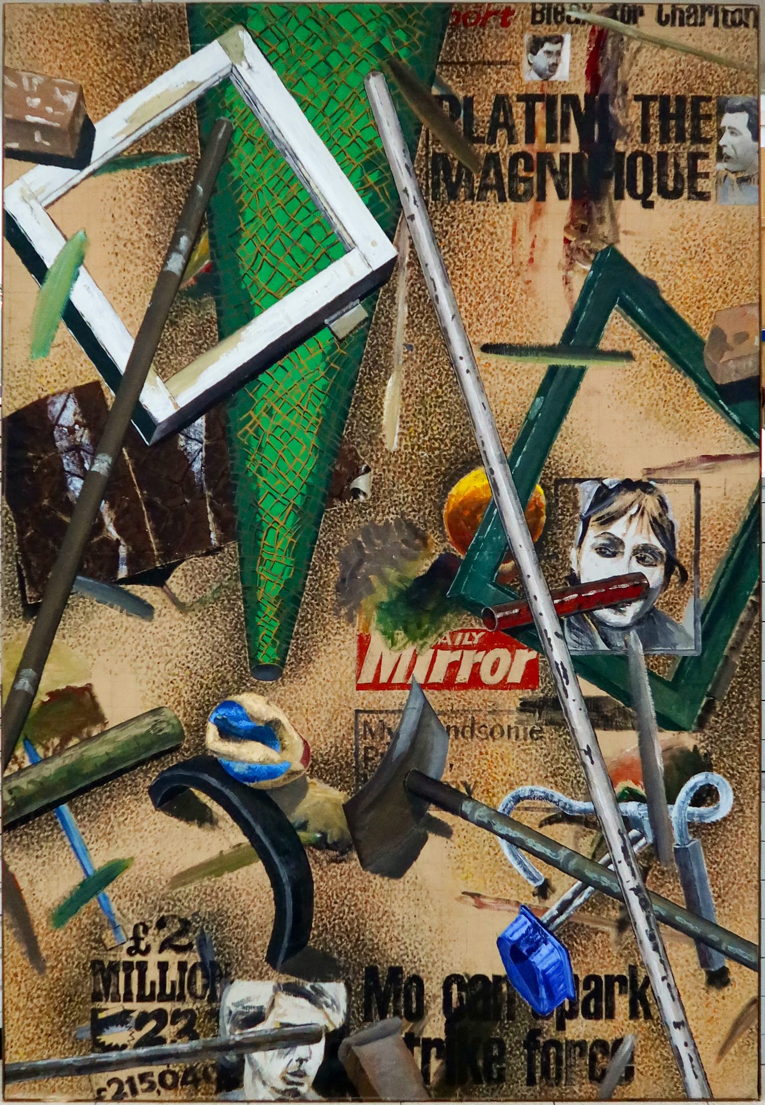 Urs Pfannenmuller - Acryl op doek, Platini le magnifique (Zeer Groot) verkocht voor € 1!