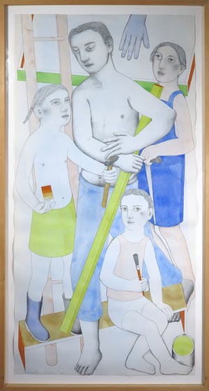 Janpeter Muilwijk - Aquarel en potlood, Zonder titel - Ingelijst (Zeer groot) kopen? Bied vanaf 750!