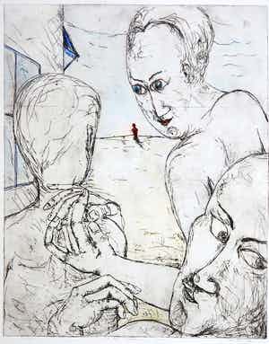 Henk Visch - Handgekleurde ets, Al het naderen nr. 3 verkocht voor € 1!