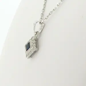 14k wit gouden collier met hanger bezet met saffier en diamant 0.24 ct kopen? Bied vanaf 380!