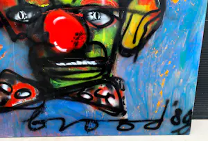 Herman Brood - gemengde techniek op doek: circus - 1989 (groot werk) kopen? Bied vanaf 7250!