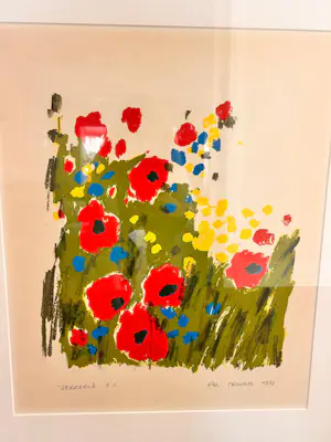 Ellen Meuwese - Bloemen zeefdruk met witte lijst kopen? Bied vanaf 40!