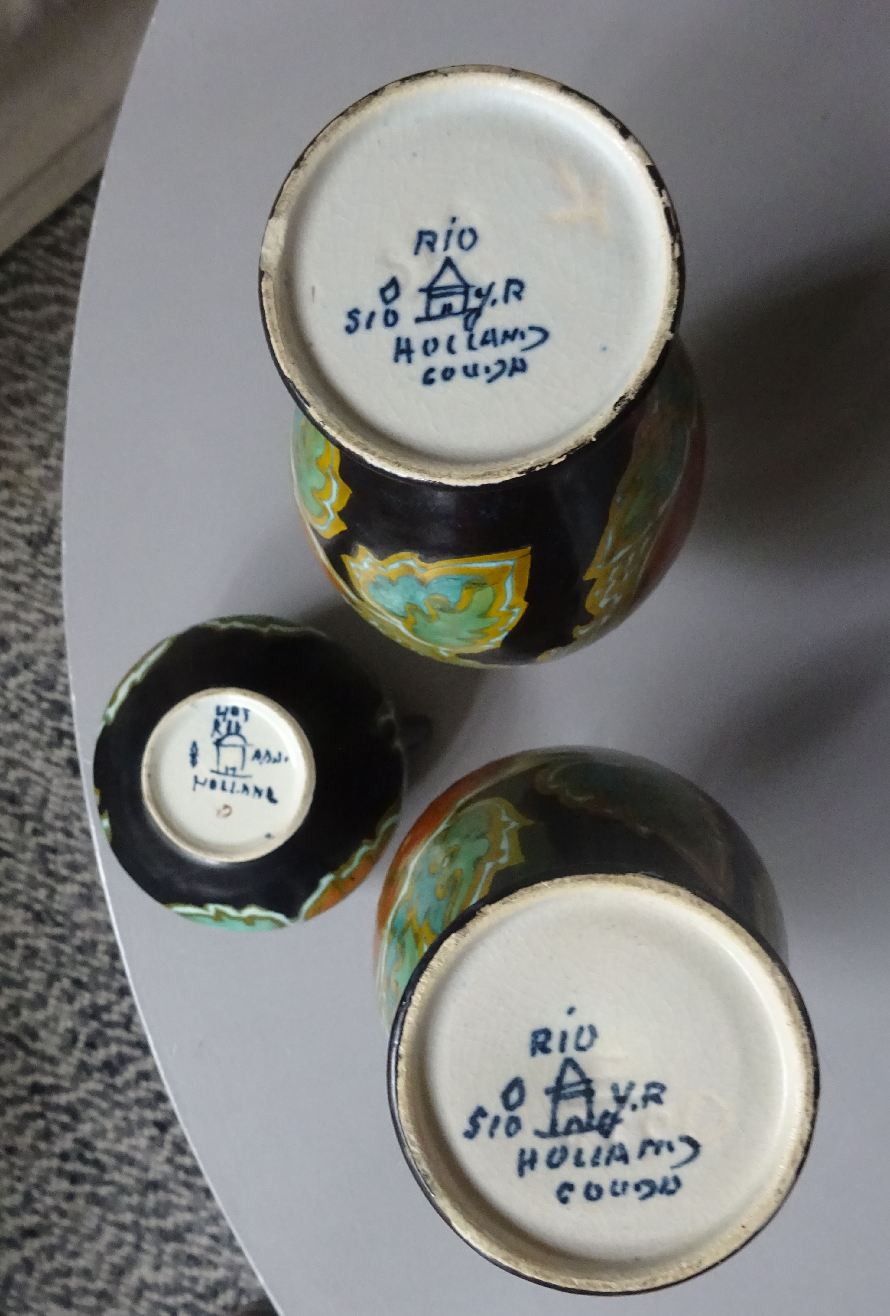 Plateelbakkerij Zuid-Holland - Plazuid- Zuid Holland Gouda Spiegelend plateel kaststel+kom kopen? Bied vanaf 75!