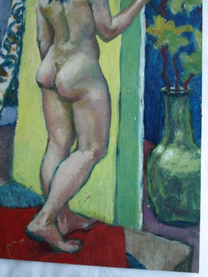 Niet of onleesbaar gesigneerd - Acrylverf op karton , “Naakt in huis” kopen? Bied vanaf 1!