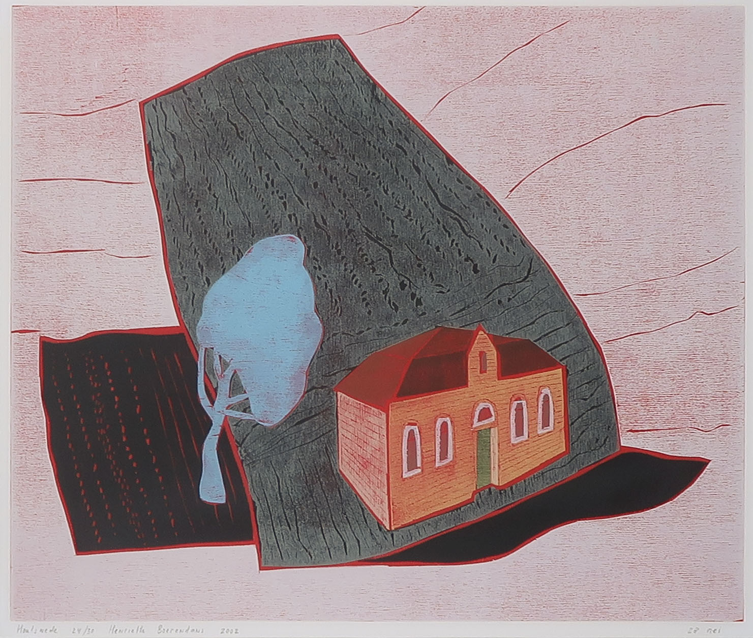 Henriette Boerendans - Houtsnede, 28 mei - Ingelijst kopen? Bied vanaf 35!