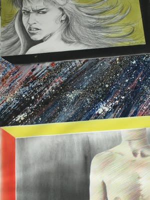 Dirk Visser - Groot, ingelijst, Gemengde techniek , ‘Gesnoerd geweten’ – 1987 kopen? Bied vanaf 50!