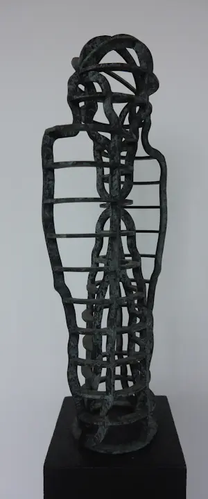 Peter Jansen - Bronzen beeld op houten sokkel, Twee figuren kopen? Bied vanaf 500!