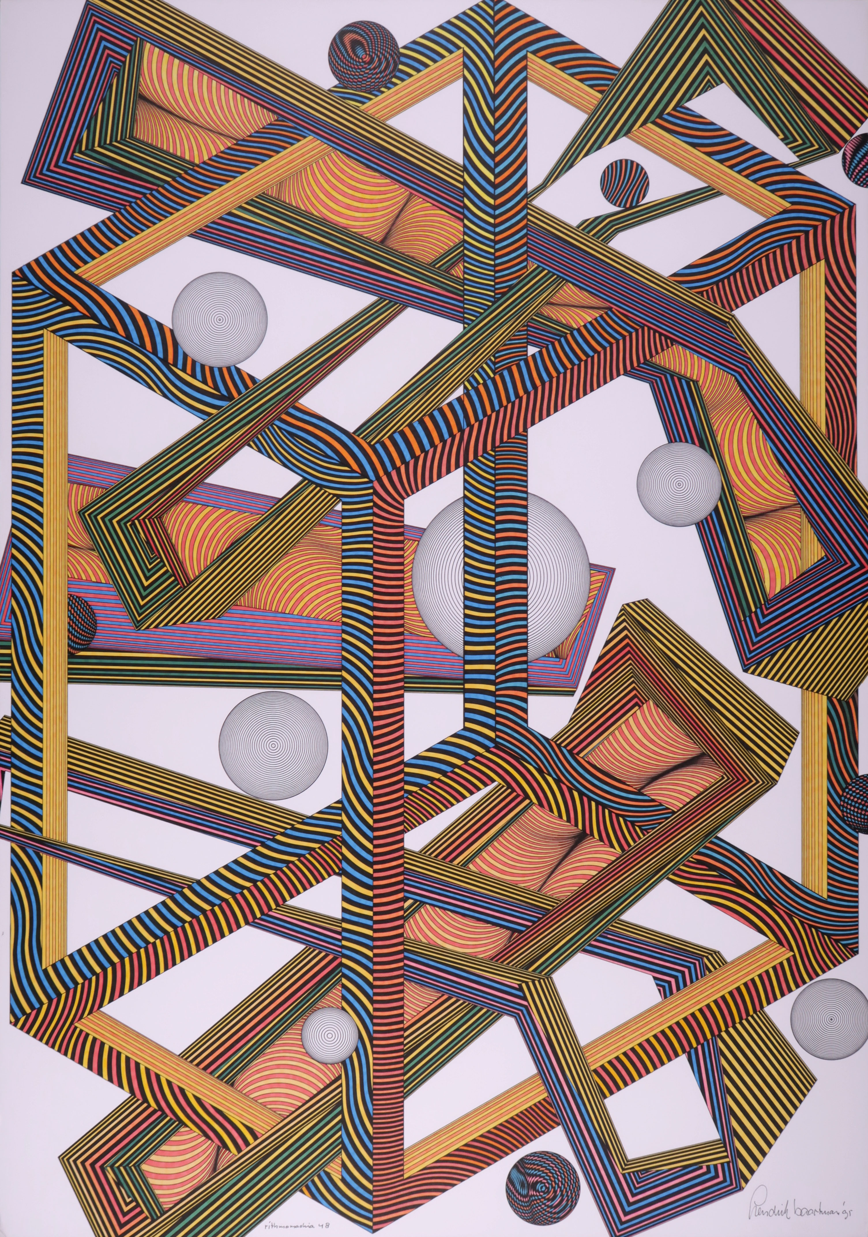 Hendrik Baartman - Tekening met inkt en stift, Rithmomachina 48 verkocht voor € 35!