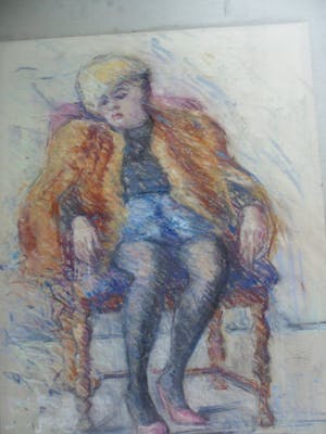 Wim van Bemmel - Pasteltekening. Dame in een stoel. kopen? Bied vanaf 35!