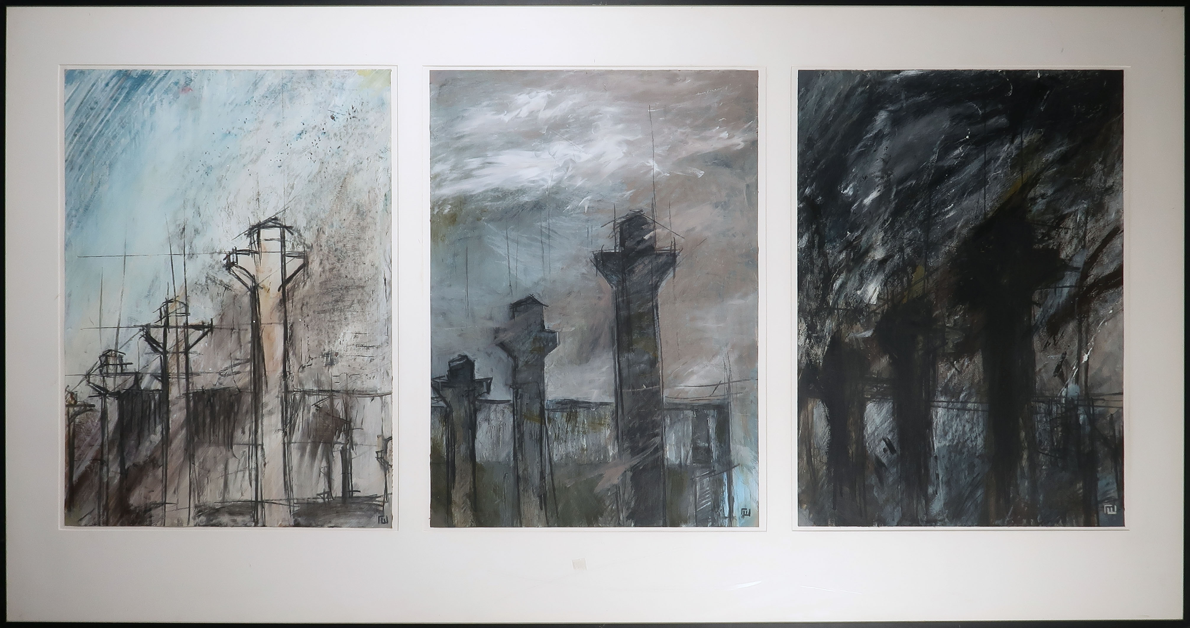 Niet of onleesbaar gesigneerd - Acryl op karton, Torens - Ingelijst (Zeer groot) kopen? Bied vanaf 1!