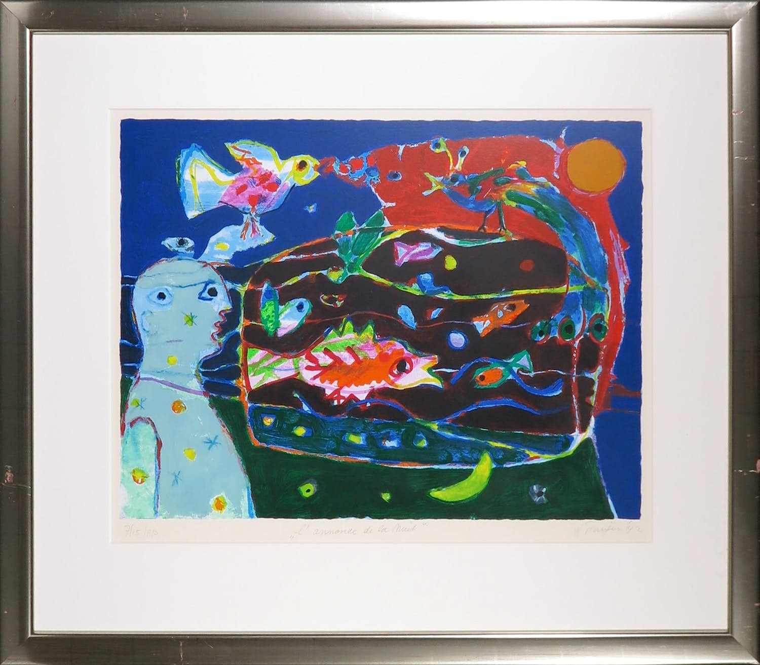 Hans Truijen - Zeefdruk, L 'annonce de la Nuit - Ingelijst verkocht voor € 100!