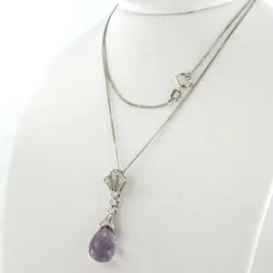 14k gouden collier en hanger met quartz en diamant 0.20 ct kopen? Bied vanaf 320!