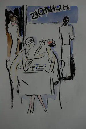 Kees van Dongen - Pochoir - Samen lunchen - 1925 kopen? Bied vanaf 400!
