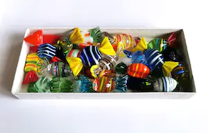 Seguso - 24x Murano Glas Snoepjes / Bonbons / Sweets - Vintage Kunst Venetië kopen? Bied vanaf 70!