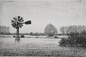 Wim van der Meij - Kerk in de sneeuw + 5 andere kopen? Bied vanaf 60!