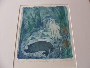 Ank Spronk - Kleurets / Preegdruk. Titel, "De zwarte kater en de witte poes". kopen? Bied vanaf 35!