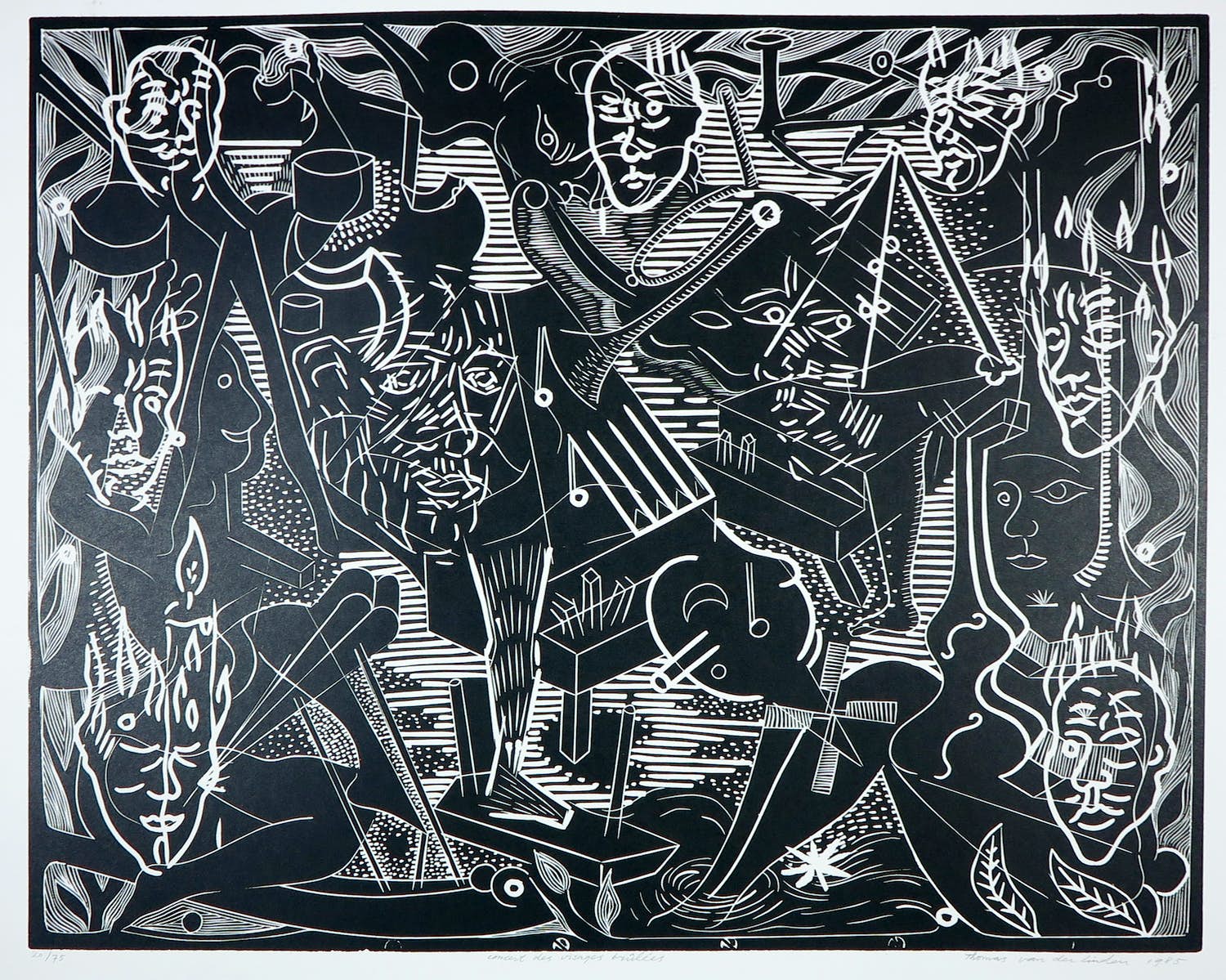 Thomas van der Linden - Linosnede, Concert des visages brûlées kopen? Bied vanaf 35!