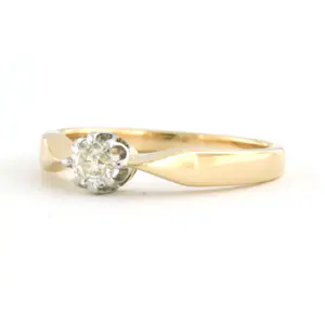 14k gouden gouden solitair ring met bolsjewiek geslepen diamant tot. 0,25ct kopen? Bied vanaf 310!