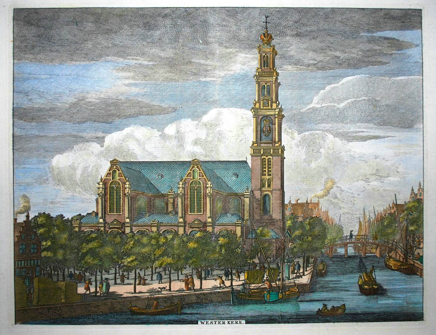Jan Luyken - Westerkerk Amsterdam - Ets in kleur (ca. 1700) kopen? Bied vanaf 150!
