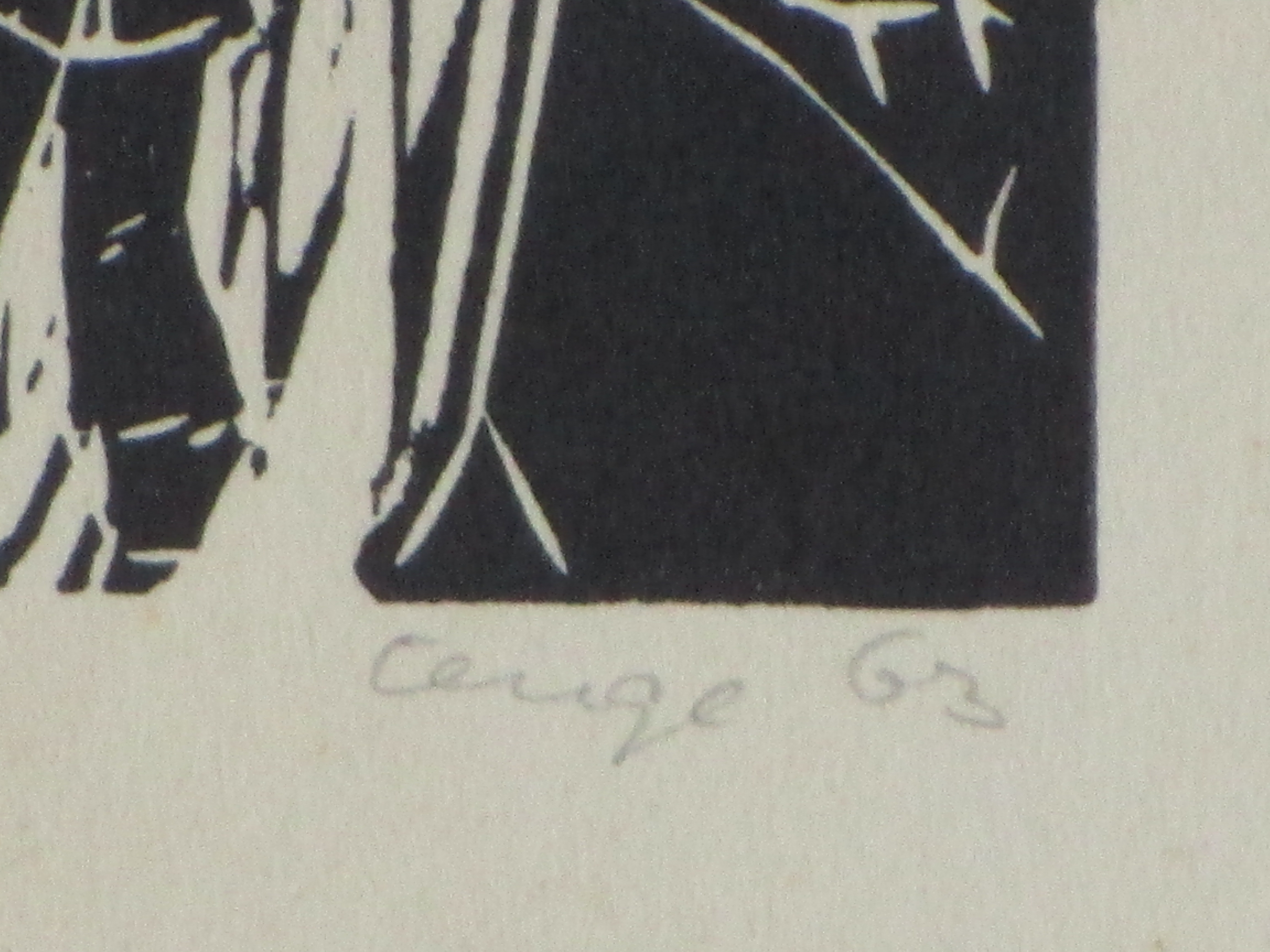 George Degenhart - Dorpsweg met figuren - Linosnede kopen? Bied vanaf 40!