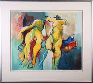 Arthur Bernard - Zeefdruk, Naked Dance (Groot) - Ingelijst verkocht voor € 35!